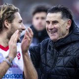 Didier Tholot (à droite) et Numa Lavanchy (à gauche) avaient le sourire après le match contre Winterthour.